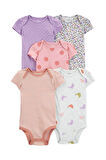 Carters Renkli Layette Kız Bebek Kısa Kollu Body 5'li Paket 1R885510R