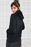 Nike Swoosh Loose Fit Sweatshirt Black Bol Kesim Kapüşonlu Sweatshirt Siyah