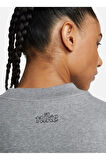 Gri Kadın Bisiklet Yaka Baskılı Sweatshirt DQ5542 091 W NK DF GT FT GX CREW ES