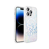 Gpack Apple iPhone 14 Pro Max uyumlu Kılıf Folk M-Safe Şarj Özellikli Şeffaf Desenli