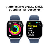 Apple Watch Series 10 GPS 46 mm Gümüş Rengi Alüminyum Kasa ve Kot Rengi Spor Kordon - M/L (MWWM3TU/A)