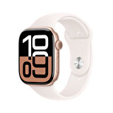 Apple Watch Series 10 GPS 46 mm Roze Altın Rengi Alüminyum Kasa ve Bulut Pembesi Spor Kordon - M/L (MWWU3TU/A)