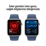 Apple Watch SE GPS 40 mm Gümüş Rengi Alüminyum Kasa ve Kot Rengi Spor Kordon - S/M (MXEC3TU/A)