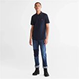 Timberland Printed Neck Short Sleeve Polo Dark Sapphıre Erkek T-Shirt