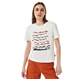 Vans Textured Waves Ss Boxy Tee Krem T-Shirt
