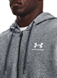 Under Armour Gri Erkek Kapüşonlu Sweatshirt 881-012 UA Essential Fleece FZ Hood