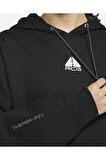 Nike ACG Therma Fit Fleece Hoodie Oversize Kesim Siyah KAdın Sweatshirt