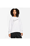 Training Plus Essential Get Fit Dri Fit Graphic Crew White Oversized Bol Kesim Kadın Sweatshirt