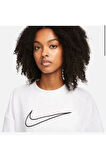 Training Plus Essential Get Fit Dri Fit Graphic Crew White Oversized Bol Kesim Kadın Sweatshirt