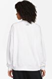 Nike Dri-Fit Get Fit Graphic Crewneck Kadın Beyaz Bol Kesim Sweatshrit