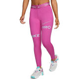Nike Pro Dri-FIT Graphic Mid-Rise Kadın Tayt - aktif fuşya/okyanus bliss DX0080-623 PEMBE