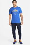 Nike Dri-Fit Running Trail Mavi Erkek Spor Tişört