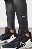 Nike Dri-Fit One Mid-Rise Shine Normal Belli Toparlayıcı Parlak Siyah Kadın Taytı