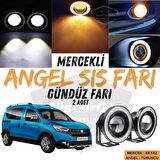 Dacia Dokker 2012-2022 Uyumlu Üniversal Mercekli Angel Sis Farı Metal Su Geçirmez 76 mm Turuncu Halkalı Gündüz Farı Angel Eyes 2 Adet
