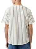 New Era Bisiklet Yaka Düz Beyaz Erkek T-Shirt 60284786-PINSTRIPE NE JERSEY NEWERA