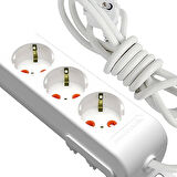 3'lü 3 metre kablolu grup priz anahtarsız "çocuk korumalı"