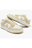 Nike Dunk Low Retro Team Gold Beyaz-Bej Renk Deri Erkek Spor Ayakkabı 