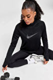 Nike Dri-Fit Running Swoosh Siyah Kadın Çeyrek Fermuar Antrenman Üstü 