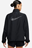 Nike Dri-Fit Swoosh Hbr Running Jacket Kadın Siyah Dik Yaka Spor Ceket