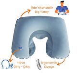 Ortopedik Konforlu Şişme Oto Otobüs Seyahat Seti Boyun Yastığı Seyahat Yastığı ve Göz Bandı