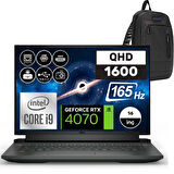 Dell Gaming G16 7630 Intel Core I9 13900HX 64GB DDR5 512GB SSD RTX4070 8GB Windows 11 Pro 16" QHD+ 165Hz Taşınabilir Bilgisayar G167630020WP07 + Zetta Çanta