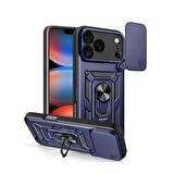 Gpack iPhone 17 Pro Max uyumlu Kılıf Pars Sürgülü Kamera Korumalı Yüzüklü Sert Silikon