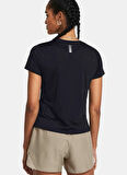 Siyah Kadın Yuvarlak Yaka Normal Kalıp T-Shirt 1382434-001 UA Launch Shortsleeve