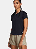 Siyah Kadın Yuvarlak Yaka Normal Kalıp T-Shirt 1382434-001 UA Launch Shortsleeve