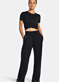 Siyah Kadın Lastikli Bel Bol Kesim Düz Eşofman Altı 1383721-001 Motion Open Hem Pant