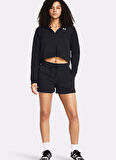 Under Armour 1382723-001-Rival Fleece Short Siyah Lastikli Bel Normal Düz Kadın Şort