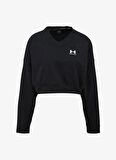 Under Armour 1382738-001 UA Rival Terry OS Crop Siyah Kadın Bisiklet Yaka Oversize Sweatshirt