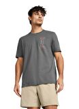 Under Armour 1382833-025 UA Dusk to Dawn Skul SS Gri Erkek Bisiklet Yaka Oversize T-Shirt