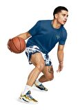 Under Armour Mavi Petrol Erkek Bisiklet Yaka Bol Kesim T-Shirt 1383379-426 Curry Emb Splash Tee