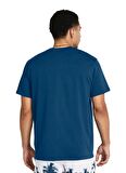 Under Armour Mavi Petrol Erkek Bisiklet Yaka Bol Kesim T-Shirt 1383379-426 Curry Emb Splash Tee