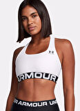 Under Armour 1383544-100-UA HG Mid Branded Beyaz Sporcu Sütyeni