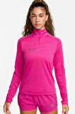 Nike Dri-Fit Running Swoosh Fuşya Renk Kadın Çeyrek Fermuar Antrenman Üstü 