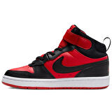 Nike Court Borought Mid2 Leather Kids Sneaker Hakiki Deri Lastik Bağcıklı Cırtlı Bebek Ayakkabısı Kırmızı