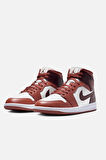 Nike Air Jordan 1 Mid Night Maroon Unısex Deri Bilekli Günlük Spor Ayakkabı 