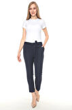SORALLİNE KADIN YARI BEL LASTİKLİ BAHARLIK PANTOLON 1696 LACİVERT