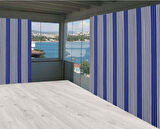Ceylan Home Balkon Perdesi Mavi İnce Çizgili 900x250