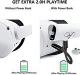 8VR Oculus Quest 2 Pil Paketi 2 Kulaklıklı Elit Askı, 5000mAh Powerbank