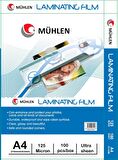 Mühlen Beutel A4-125 | A4 Boyutu, 125 Mikron Laminasyon PVC Filmi 1 Paket 100 Adet
