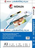 Mühlen Beutel A3-125 | A3 Boyutu, 125 Mikron Laminasyon PVC Filmi 1 Paket 100 Adet