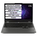 Lenovo LOQ 15IAX9 83GS007WTR16 Intel Core i5 12450HX 16GB 512GB SSD RTX 4050 Freedos 15.6'' FHD Taşınabilir Bilgisayar