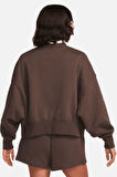 Nike Sportswear Essantial Collection Oversize Kesim Kahverengi Kadın Sweatshrit