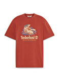 Timberland Front Boot Graphic Tee Turuncu Bisiklet Yaka Standart Baskılı Erkek T-Shirt