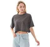 000M98BLK1-R Vans Relaxed Crop Wash Ss Tee Kadın T-Shirt Antrasit