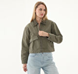 B0A5VJ7A581-R Timberland Strafford Washed Canvas Jacket Kadın Ceket Haki