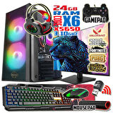 WarboX PARS Xeon X5650 24gb Ram 256gb SSD 250gb HDD R7 240-4gb E.kartı 22" Monitör Gaming Bilgisayar