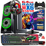 WarboX Tiger Xeon X5650 3,10ghz 64gb Ram 512gb Ssd R7 240-4gb E.kartı 24" Monitör Gaming Bilgisayar